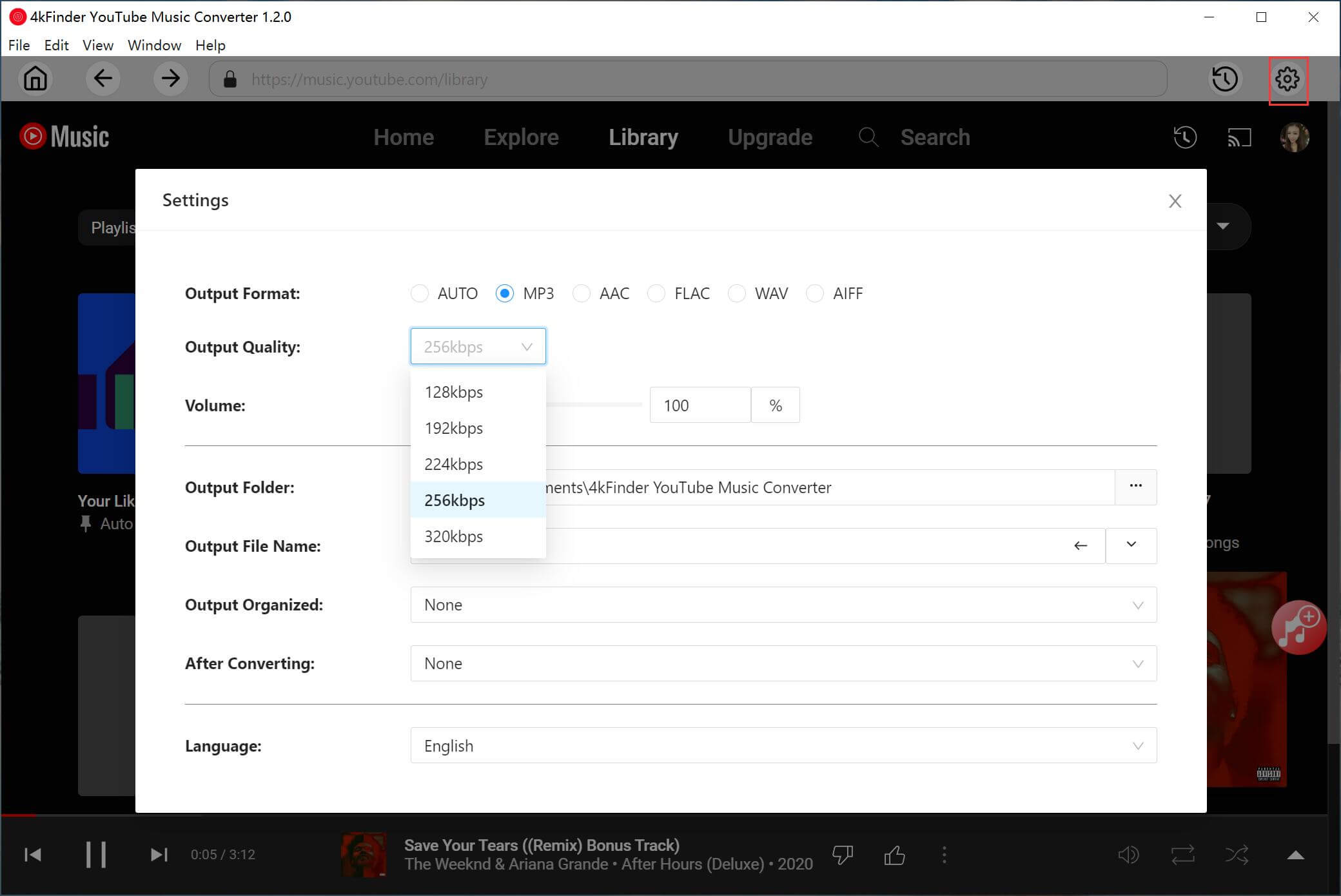 select mp3 for youtube music