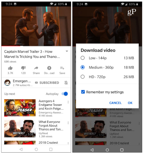 download youtube movie on phone
